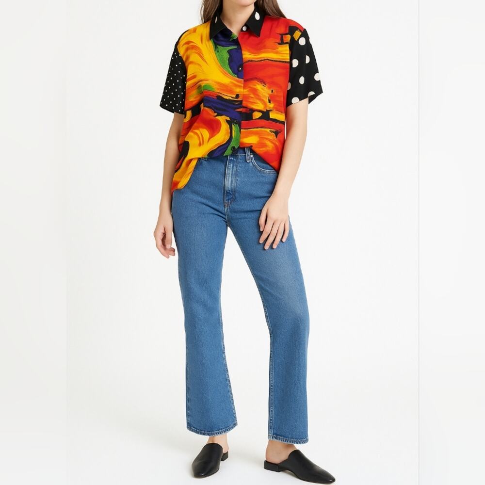 80s DESIGN OF CALIFORNIA Abstract Printed Button Down | L | Vintage Streetwear